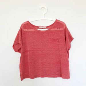 Coral Pocket Sweater Tee